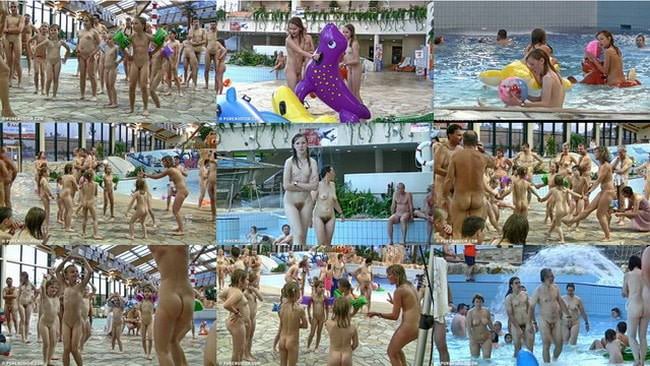 Nudists of all ages swimming in the water park video [ギャラリーヌーディズム]